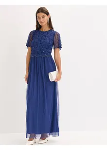 Abito lungo in fine tulle con ricamo e paillettes, bonprix Abito lungo in fine tulle con ricamo e paillettes, bonprix