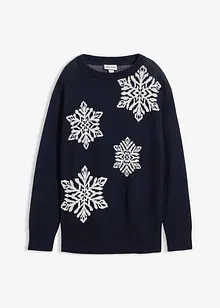 Maglione con scollo rotondo e fiocchi di neve, bonprix Maglione con scollo rotondo e fiocchi di neve, bonprix