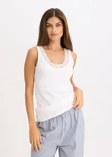 Canottiera con cotone biologico e pizzo (pacco da 2), bonprix Canottiera con cotone biologico e pizzo (pacco da 2), bonprix