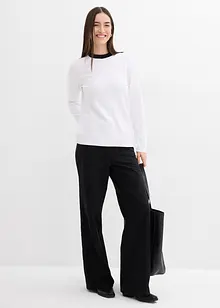 Maglia a maniche lunghe in misto viscosa con collo a coste a contrasto, bonprix Maglia a maniche lunghe in misto viscosa con collo a coste a contrasto, bonprix