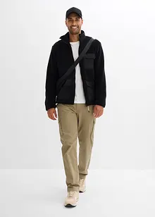 Giacca in pile teddy con inserto in tessuto e collo dritto, bonprix Giacca in pile teddy con inserto in tessuto e collo dritto, bonprix