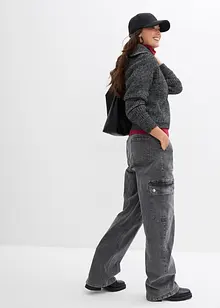 Maglione con mezza zip in morbido misto cotone, bonprix Maglione con mezza zip in morbido misto cotone, bonprix