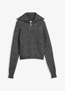 Maglione con mezza zip in morbido misto cotone, bonprix Maglione con mezza zip in morbido misto cotone, bonprix
