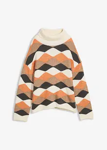 Maglione a collo alto con motivo geometrico, bonprix Maglione a collo alto con motivo geometrico, bonprix