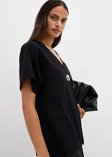 Gilet in morbido punto di Roma con bottone decorativo, bonprix Gilet in morbido punto di Roma con bottone decorativo, bonprix