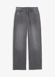 Jeans wide leg con strass, vita media, bonprix Jeans wide leg con strass, vita media, bonprix