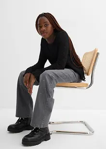 Jeans wide leg con strass, vita media, bonprix Jeans wide leg con strass, vita media, bonprix