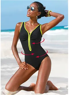 Costume intero con cerniera e effetto modellante leggero, bonprix Costume intero con cerniera e effetto modellante leggero, bonprix