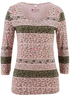 Maglia elasticizzata fantasia con manica a 3/4, bpc bonprix collection Maglia elasticizzata fantasia con manica a 3/4, bpc bonprix collection