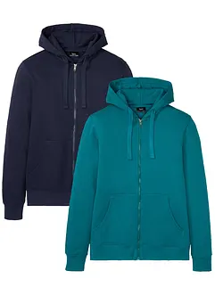Felpa con zip e cappuccio (pacco da 2), bonprix Felpa con zip e cappuccio (pacco da 2), bonprix