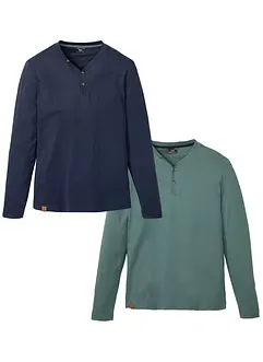 Maglia serafino a maniche lunghe in puro cotone biologico (pacco da 2), bonprix Maglia serafino a maniche lunghe in puro cotone biologico (pacco da 2), bonprix