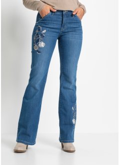 Jeans a zampa con ricami floreali, RAINBOW