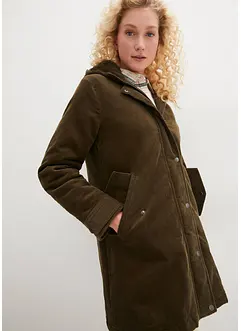 Parka svasato in velluto con fodera in pile teddy e cappuccio, bonprix Parka svasato in velluto con fodera in pile teddy e cappuccio, bonprix