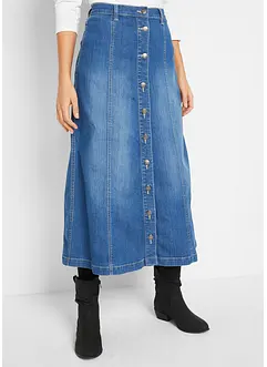 Gonna midi di jeans elasticizzato comfort, bonprix Gonna midi di jeans elasticizzato comfort, bonprix