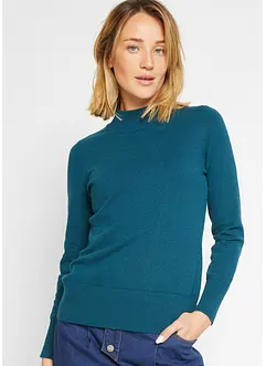 Maglione basic in filato fine con collo dritto e cotone riciclato, bonprix Maglione basic in filato fine con collo dritto e cotone riciclato, bonprix