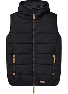 Gilet trapuntato con cappuccio e dettagli in similpelle, bonprix Gilet trapuntato con cappuccio e dettagli in similpelle, bonprix