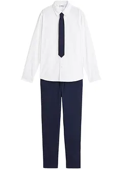 Pantaloni chino, camicia a maniche lunghe e cravatta (set 3 pezzi), bonprix Pantaloni chino, camicia a maniche lunghe e cravatta (set 3 pezzi), bonprix