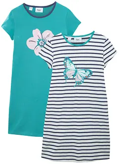 Camicia da notte a maniche corte in puro cotone (pacco da 2), bonprix Camicia da notte a maniche corte in puro cotone (pacco da 2), bonprix
