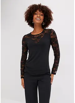 Maglia a maniche lunghe con pizzo, bonprix Maglia a maniche lunghe con pizzo, bonprix