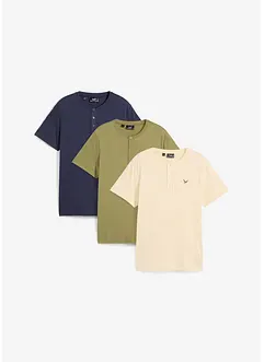 Maglia serafino in puro cotone biologico (pacco da 3), bonprix Maglia serafino in puro cotone biologico (pacco da 3), bonprix