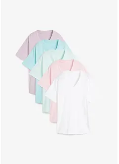 Maglia lunga e larga con scollo a V e maniche corte (pacco da 5), bonprix Maglia lunga e larga con scollo a V e maniche corte (pacco da 5), bonprix