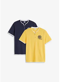 Maglia serafino a maniche corte in puro cotone biologico (pacco da 2), bonprix Maglia serafino a maniche corte in puro cotone biologico (pacco da 2), bonprix