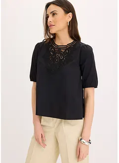 Blusa a maniche corte con pizzo, bonprix Blusa a maniche corte con pizzo, bonprix