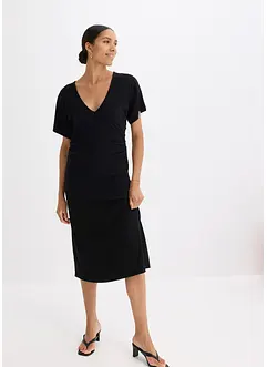 Abito di jersey a coste con arricciatura laterale, bonprix Abito di jersey a coste con arricciatura laterale, bonprix