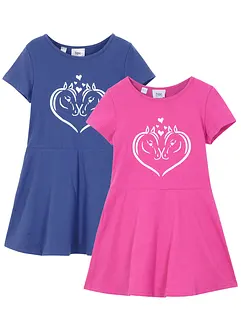 Abito di jersey in puro cotone biologico (pacco da 2), bonprix Abito di jersey in puro cotone biologico (pacco da 2), bonprix