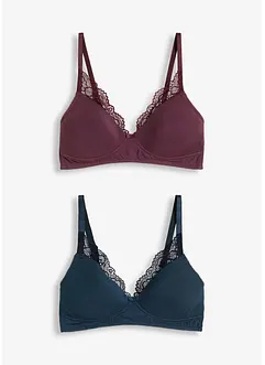 Reggiseno senza ferretto con coppe preformate e cotone biologico (pacco da 2), bonprix Reggiseno senza ferretto con coppe preformate e cotone biologico (pacco da 2), bonprix