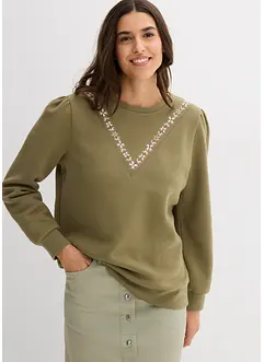 Felpa in misto cotone con ricamo, bonprix Felpa in misto cotone con ricamo, bonprix
