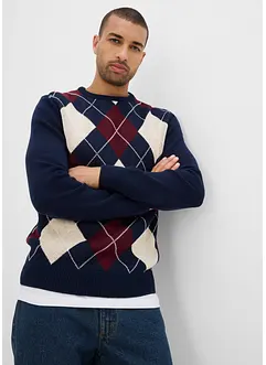 Maglione in puro cotone con motivo a losanghe, bonprix Maglione in puro cotone con motivo a losanghe, bonprix