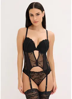 Corsetto con ferretto e perizoma con delicati ricami (set 2 pezzi), bonprix Corsetto con ferretto e perizoma con delicati ricami (set 2 pezzi), bonprix