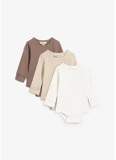 Body estensibile a manica lunga in puro cotone (pacco da 3), bonprix Body estensibile a manica lunga in puro cotone (pacco da 3), bonprix