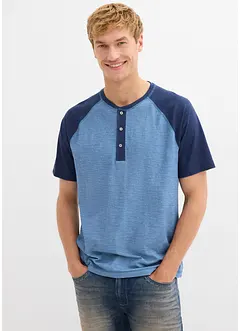 Maglia serafino a maniche corte in puro cotone biologico effetto lavato, bonprix Maglia serafino a maniche corte in puro cotone biologico effetto lavato, bonprix