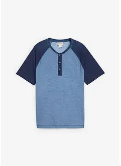 Maglia serafino a maniche corte in puro cotone biologico effetto lavato, bonprix Maglia serafino a maniche corte in puro cotone biologico effetto lavato, bonprix