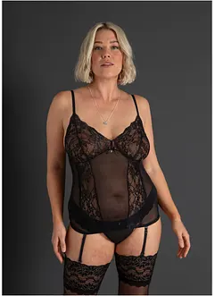 Corsetto con reggicalze e perizoma ouvert (set 2 pezzi), bonprix Corsetto con reggicalze e perizoma ouvert (set 2 pezzi), bonprix