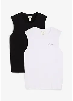 Canotta in puro cotone biologico, loose fit (pacco da 2), bonprix Canotta in puro cotone biologico, loose fit (pacco da 2), bonprix