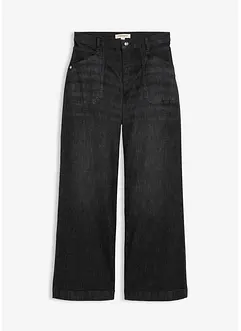 Jeans wide leg con tasche applicate, vita media, bonprix Jeans wide leg con tasche applicate, vita media, bonprix