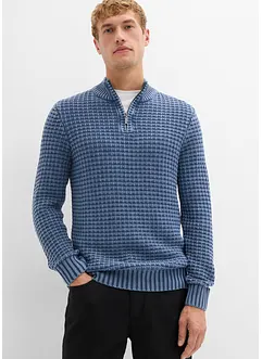 Maglione in filato grosso con mezza zip e effetto lavato, bonprix Maglione in filato grosso con mezza zip e effetto lavato, bonprix