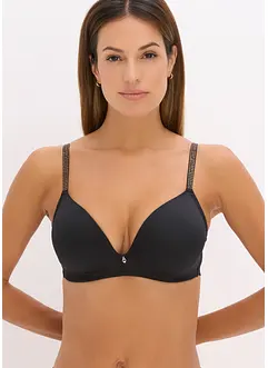 Reggiseno senza ferretto con coppe preformate e spalline glitterate, bonprix Reggiseno senza ferretto con coppe preformate e spalline glitterate, bonprix