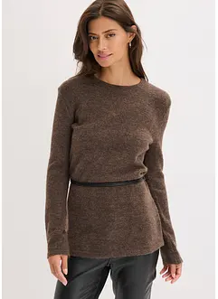 Maglia con percentuale di lana e cinturina in similpelle, bonprix Maglia con percentuale di lana e cinturina in similpelle, bonprix