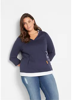 Maglia con cappuccio e maniche a 3/4 in puro cotone, bonprix Maglia con cappuccio e maniche a 3/4 in puro cotone, bonprix