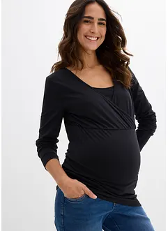 Maglia prémaman / da allattamento 2 in 1 in puro cotone biologico (pacco da 2), bonprix Maglia prémaman / da allattamento 2 in 1 in puro cotone biologico (pacco da 2), bonprix