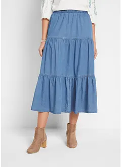 Gonna di jeans midi a balze, bonprix Gonna di jeans midi a balze, bonprix