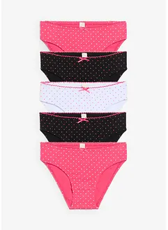 Slip con cotone morbido e fiocchetto in satin (pacco da 5), bonprix Slip con cotone morbido e fiocchetto in satin (pacco da 5), bonprix