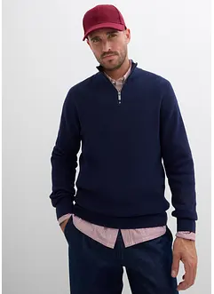 Maglione con mezza zip in puro cotone, bonprix Maglione con mezza zip in puro cotone, bonprix