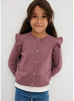 Cardigan in filato fine con volant alle maniche, bonprix Cardigan in filato fine con volant alle maniche, bonprix