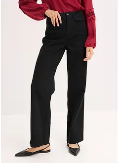 Pantaloni in twill di puro cotone, vita alta, bonprix Pantaloni in twill di puro cotone, vita alta, bonprix