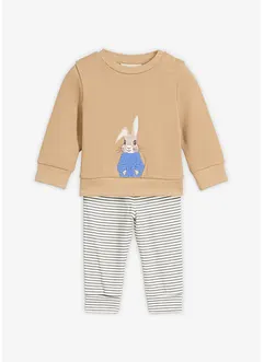 Maglia a maniche lunghe e pantaloni in felpa di puro cotone biologico (set 2 pezzi), bonprix Maglia a maniche lunghe e pantaloni in felpa di puro cotone biologico (set 2 pezzi), bonprix